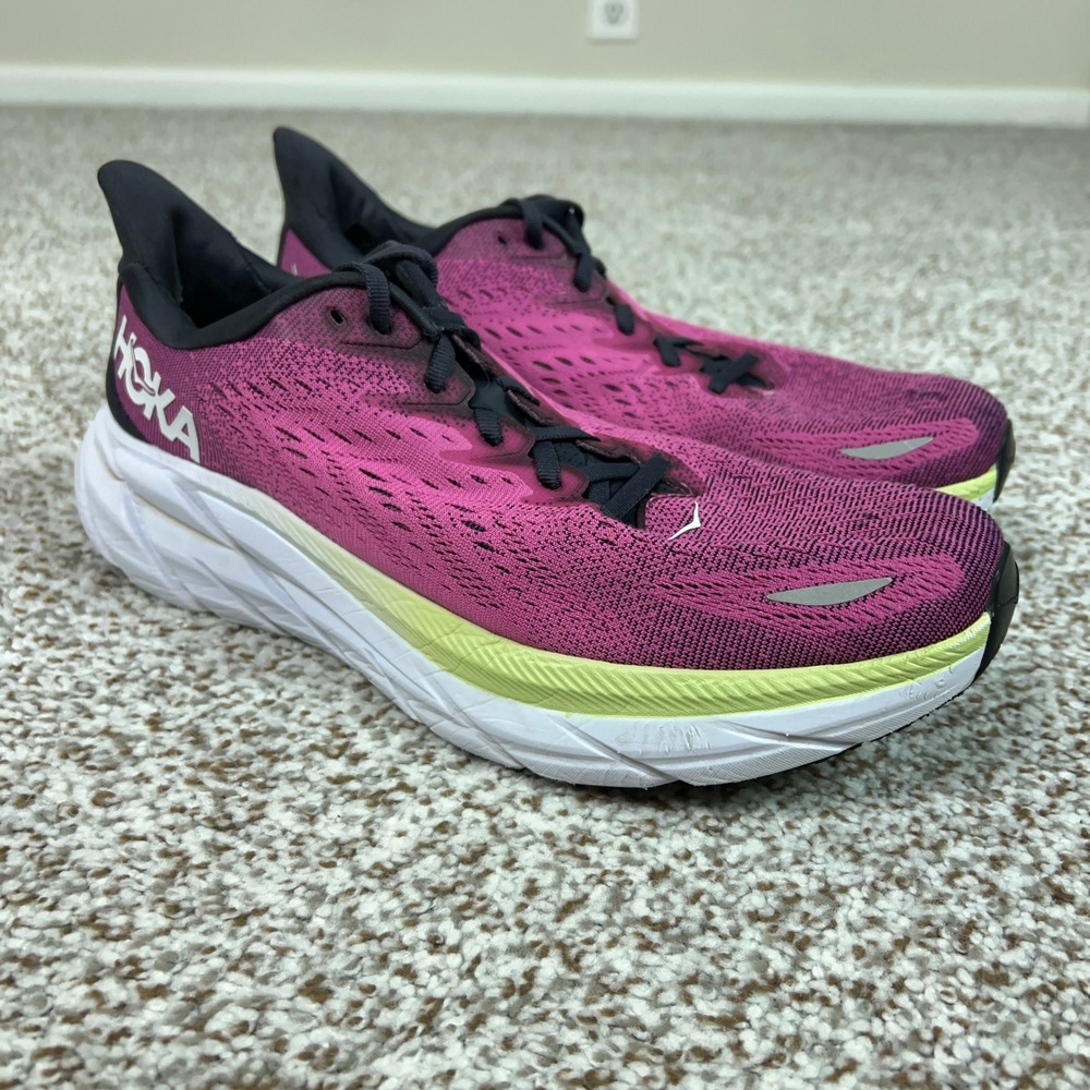 Hoka Shoes Womens 10 Pink Green Clifton 8 Running Athletic Sneakers Road Gym